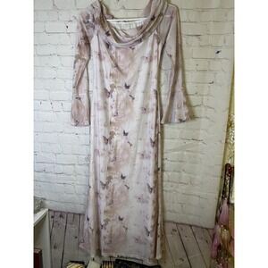 Dress Hand Painted Print Maxi Dress Size M Sheer Outer Layer